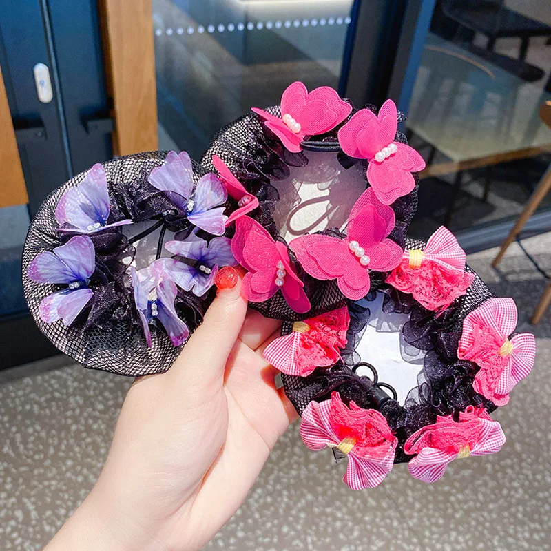 Ballet Latin dance hair net female girl dance exam hair net pocket head flower children\'s ball head coil hair headdress