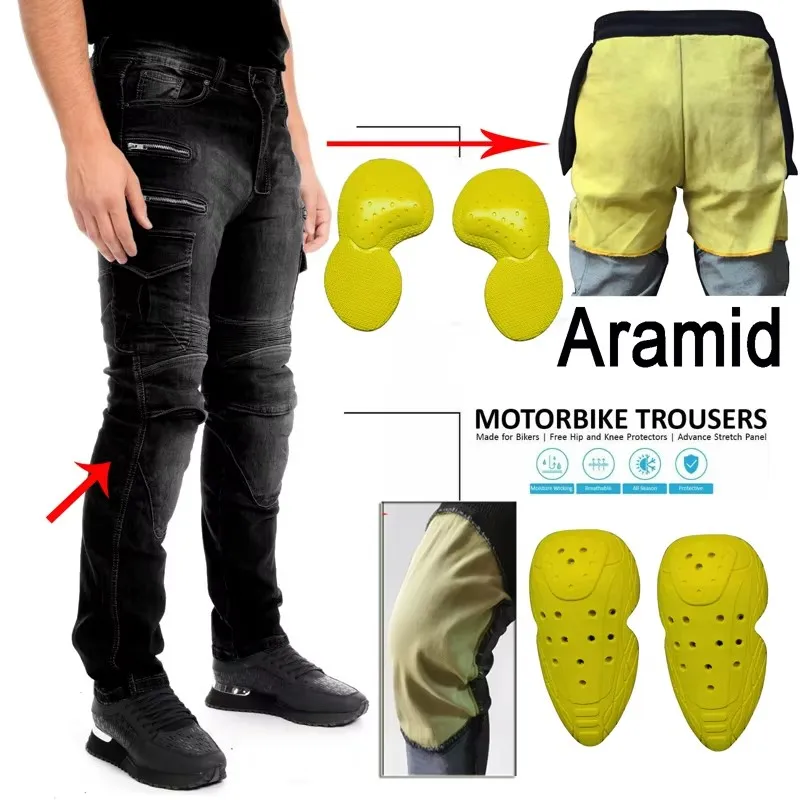 

Men's Motorcycle Riding Jeans - Anti-Fall Protective Pants with Zipper | Motorcycle Racing Gear, F-07