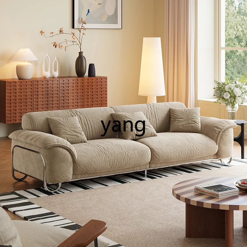 LMM fabric high-footed straight row three-person tofu block green antique sofa