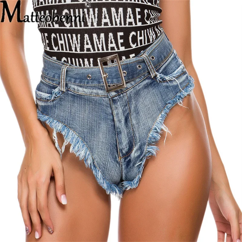 Low Waist Denim Women's Shorts 2021 Summer Fashion Jean Cotton G-String Shorts Ladies Skinny Sexy Club Super Short Jeans Female