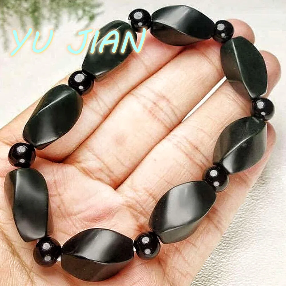 Natural Sapphire Hetian Jade Bracelet Gift Emerald Bangle Dragon Scale Handring Genuine Jade Beads Chain Exquisite Jewelry