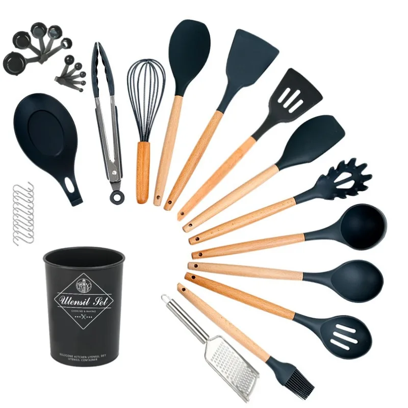 34-piece set of silicone shovel high-temperature-resistant household stir-frying shovel pot shovel kitchenware set soup spoon