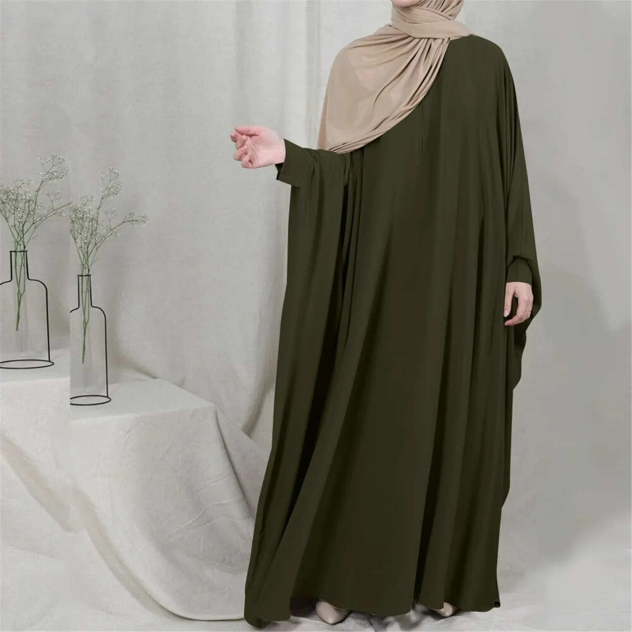 Muslim Women Dress Islamic Abaya Robe Loose Bat-sleeve Dress Ramadan Gown Dresses for Women Loose Muslim Abaya for Dress Women