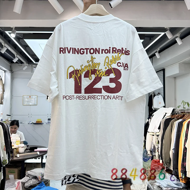 Oversize RRR123 Style T-shirt Men Women High Quality Letter Printed Short Sleeved Tee