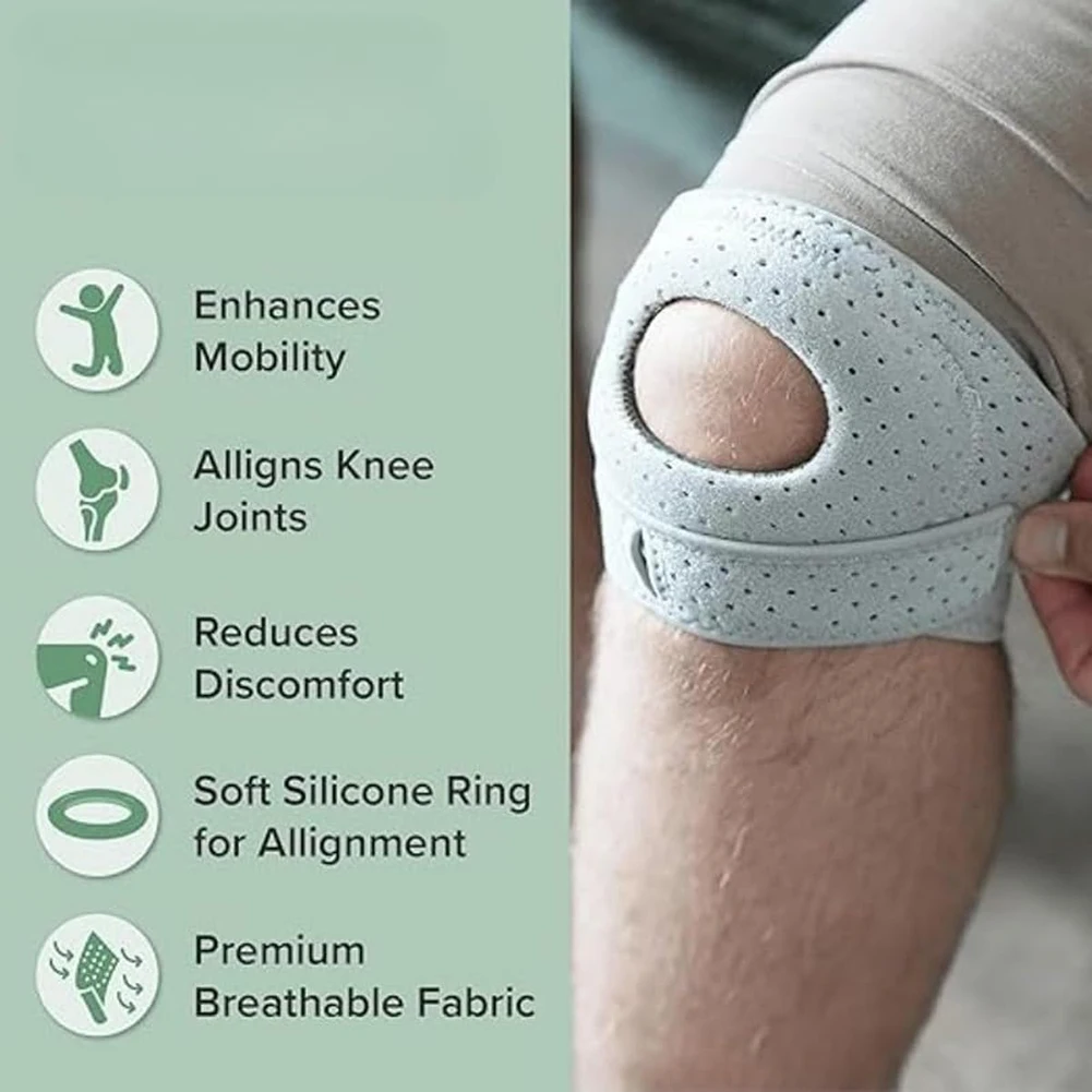 Patella Knee Brace Adjustable Patella Knee Support Knee Compression Sleeve for Basketball Volleyball Squats