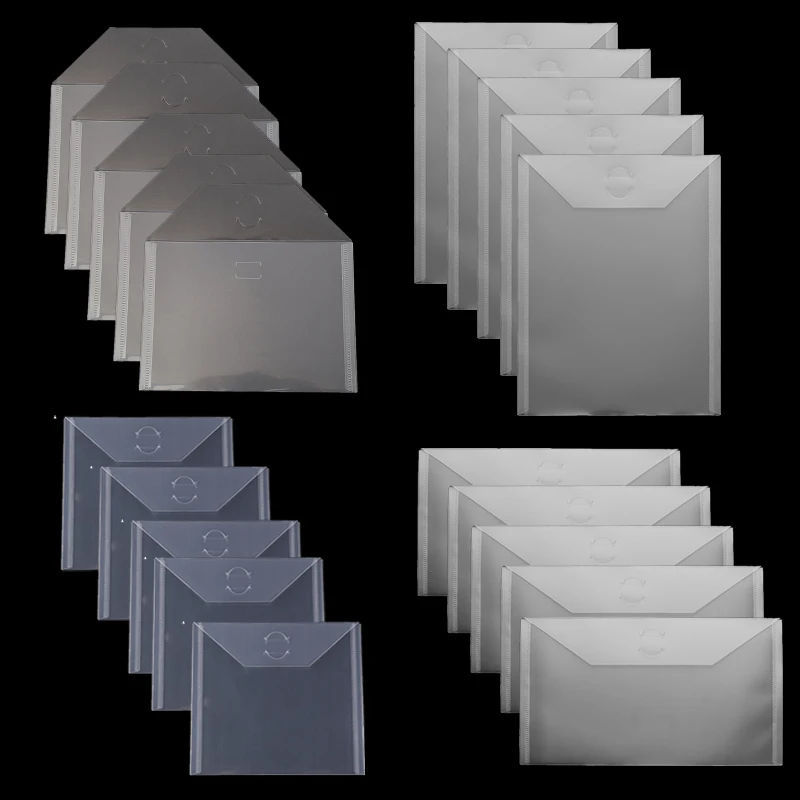 Lot de 5 enveloppes de rangement en plastique pour le rangement des timbres et des matrices, sacs de rangement robustes et fins pour garder les