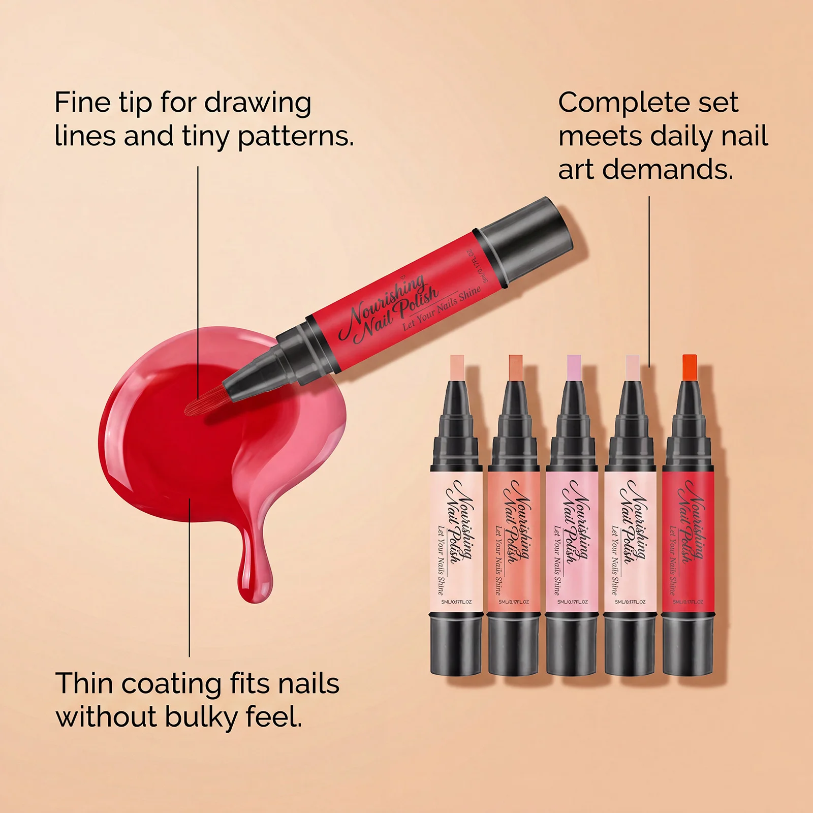 6 Colors Nail Polish Pen Quick Drying Polish Waterproof Long Last Shiny Nail Modification Beginner Friendly Diy Manicure Tools 2