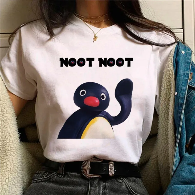 Pingu تي شيرت المرأة مانغا مصمم تي شيرتات عجيبة الفتيات اليابانية مانغا الشارع الشهير Y2K موضة مطبوعة بلايز الملابس النسائية #1