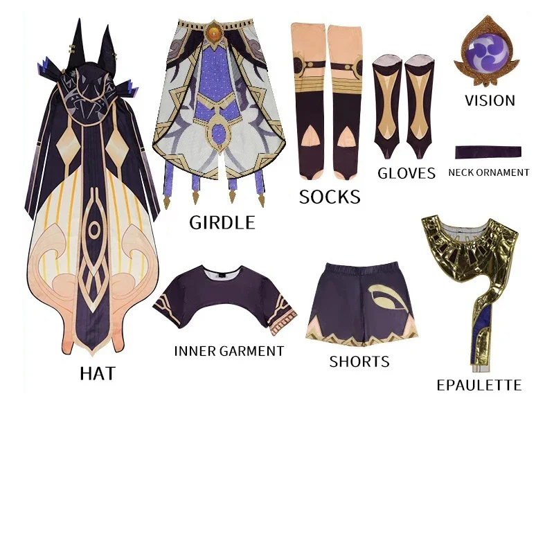 Genshin Impact Cyno-Disfraz de Cosplay, uniforme de carnaval, peluca de Anime, Disfraces de Halloween, juego para mujer #   1 #   W.
