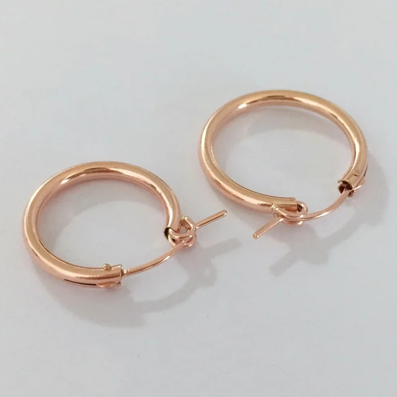 14K Rose Gold Filled Eurowire Hoop 2.3x13/15/19/22/29/35mm Round Loop Earrings Ear Components Wholesale Jewelry Findings