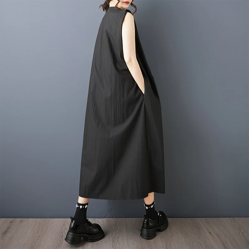 Summer Korean Sle Loose Large Size Patchwork Casual Commute Sweet Svel Dr Pure Color High Waist Cotton Blend