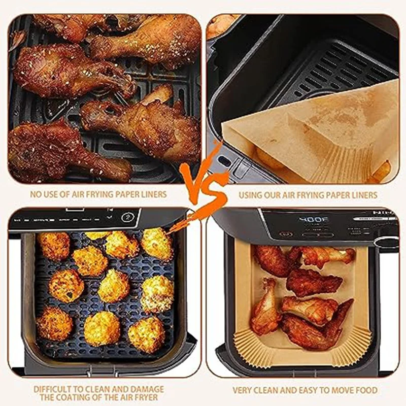 120 Sheets Of Air Fryer Paper Special Paper Liner Oil-Absorbing Paper Baking Oven Pad Paper Disposable Meal Basket Paper Durable