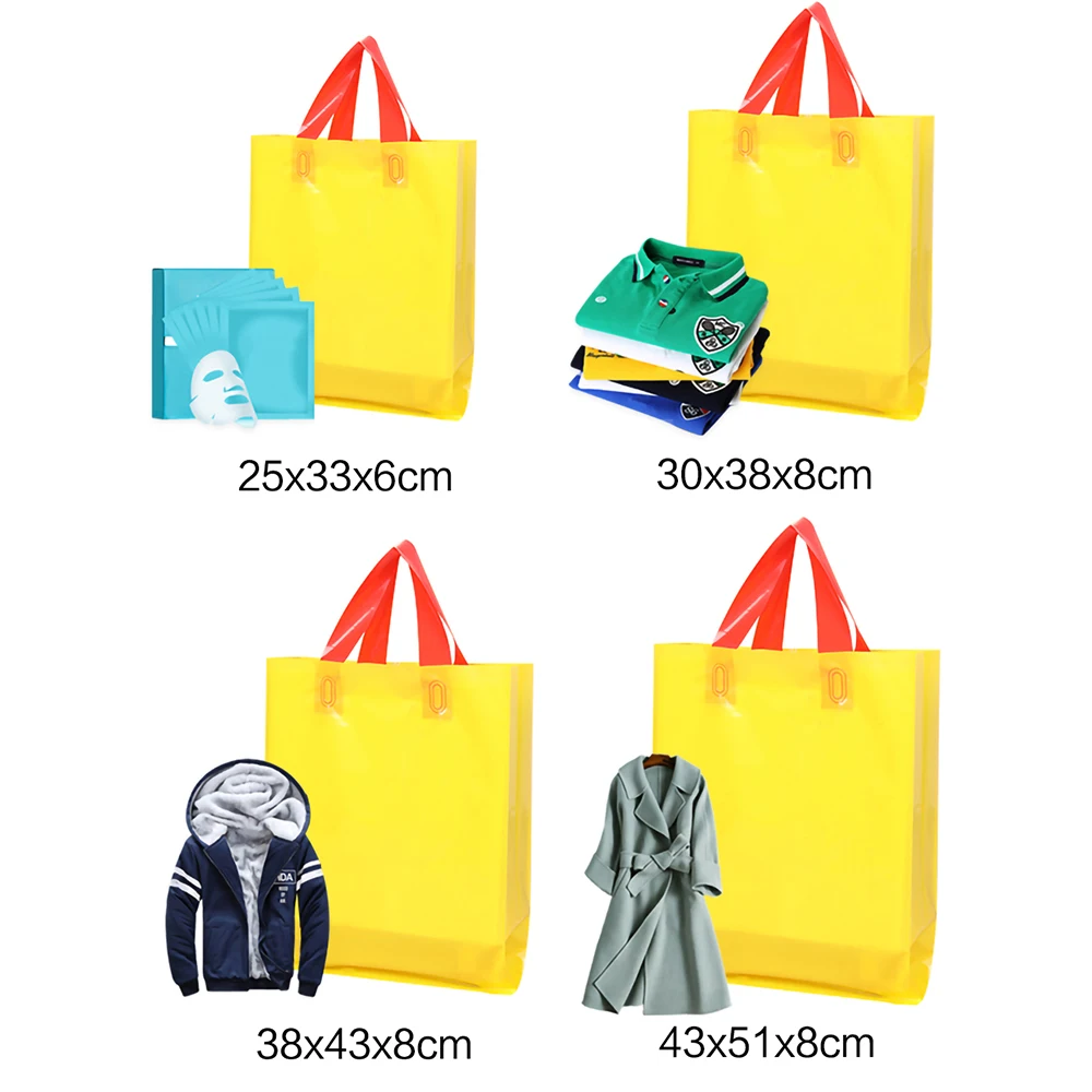 50Pcs Spot Vertical Fashion Tote Bag Clothing Store Plastic Bag Gift Party Packaging Bag Color Shopping Bag