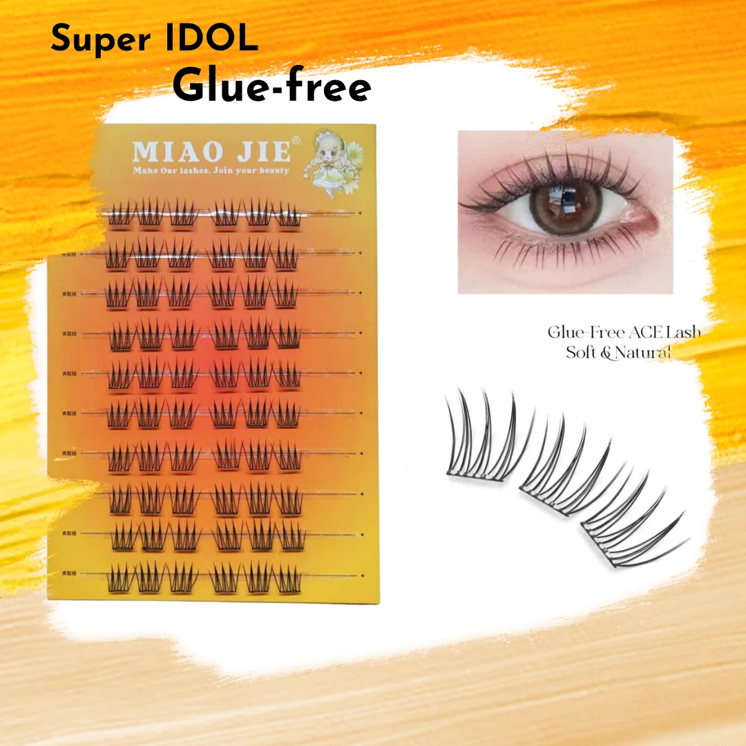 MAIOJIE Kein Kleber erforderlich Idol Falsche Wimpern Große Kapazität 7–9 mm Selbstklebende Wimpern DIY Wimpernverlängerung Koreanisches Make-up Cluste