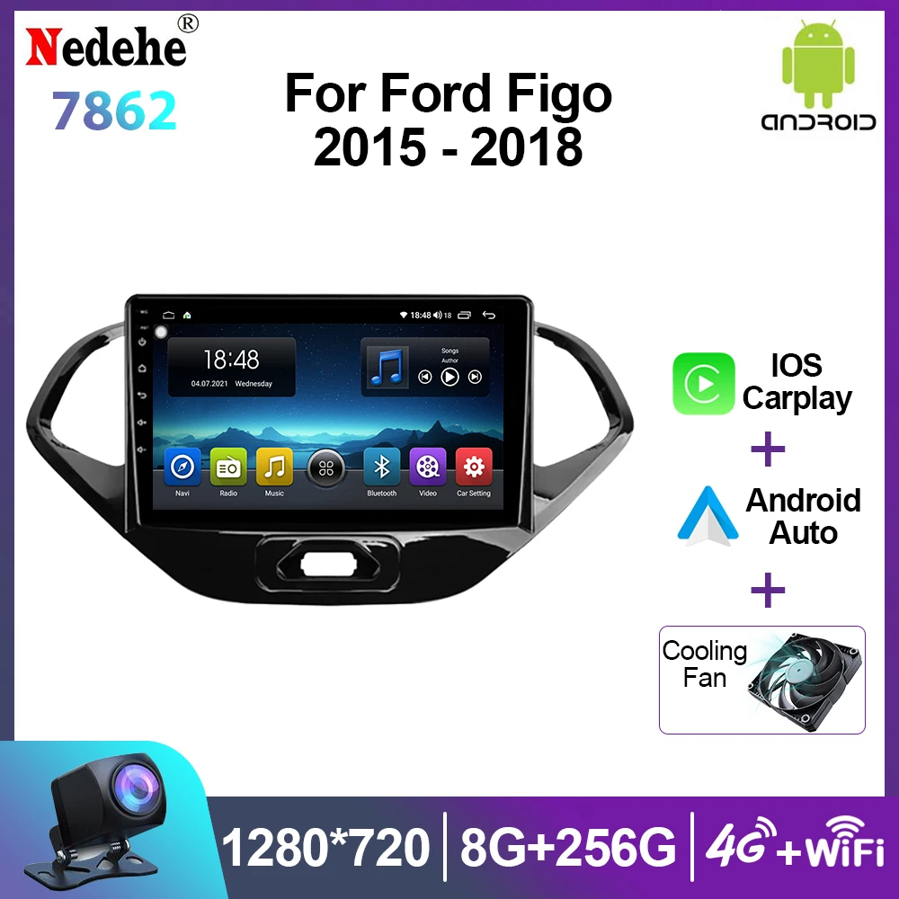 Car Radio Android 13 For Ford Figo KA 2015 - 2020 QLED Screen Auto Stereo 2din Multimedia Video Player Wireless Carplay DSP WIFI