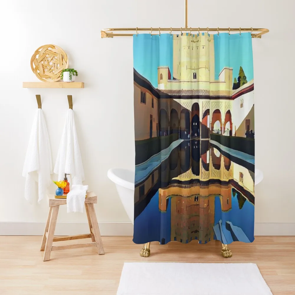 

Alhambra Reflecting Pool Illustration Shower Curtain Transparent Bathroom Shower For Bathroom Bathroom For Shower Curtain