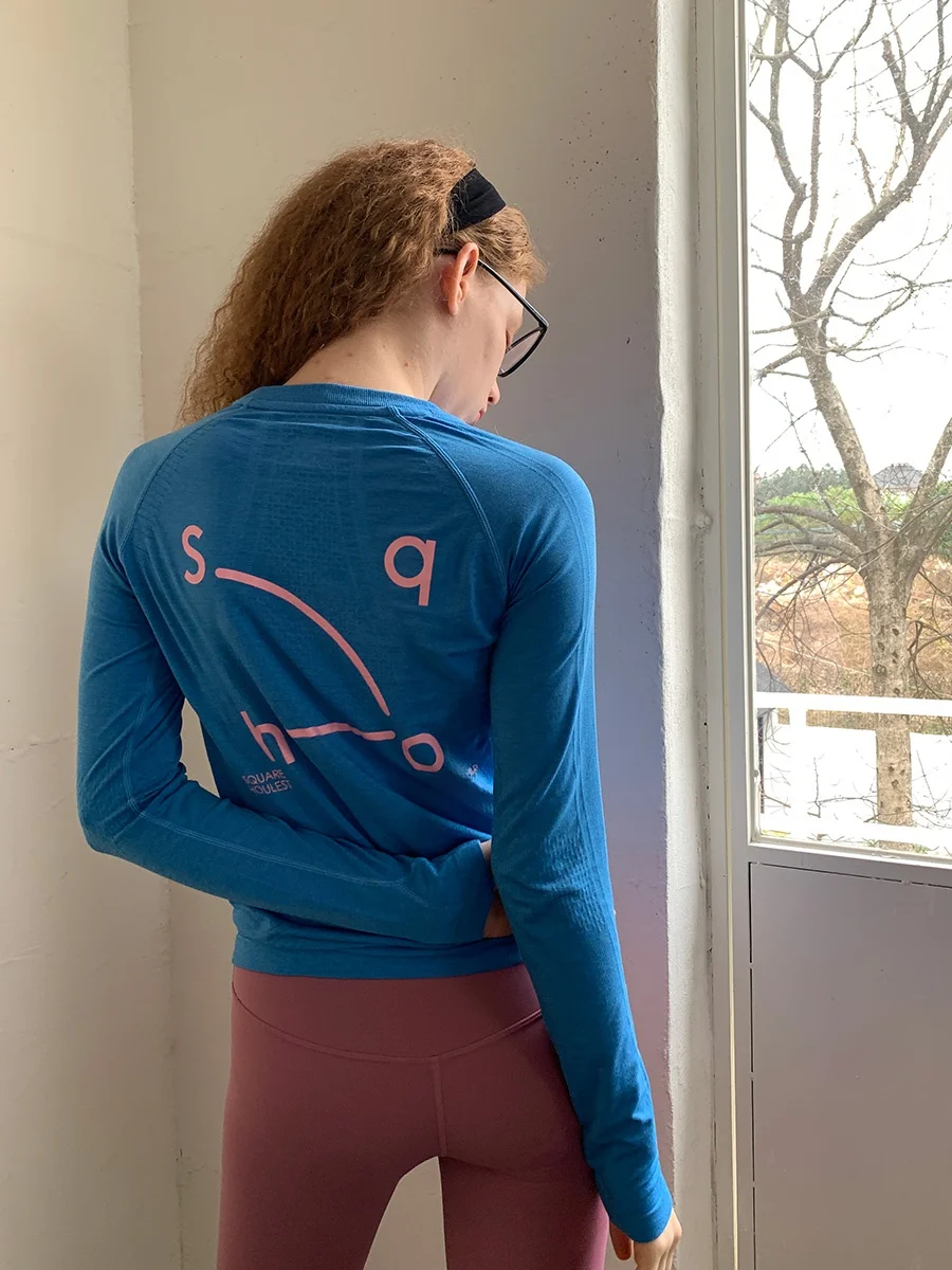 

Quick Dry Merino Wool Long Sleeve Yoga Sports Outdoor T-Shirt Women's Base Shirt Square Houlest Slim Fit Sport Style