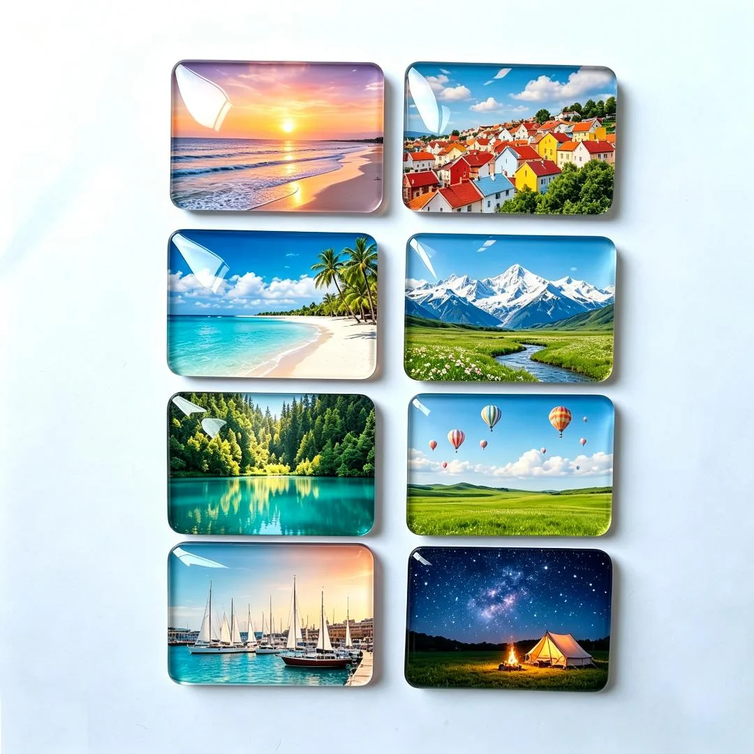 Custom Fridge Magnets Embossed Durable cartoon Scenery Food Dog Travel Magnetic Refrigerator