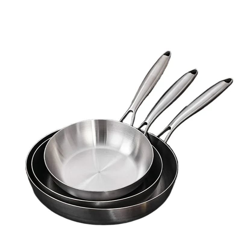 22-28cm Inch Tri-ply 18/8 Stainless Steel Chef's Pan,Frying Pan with Lid,Induction Pan,Pot and Pan Set,Dishwasher and Oven Safe