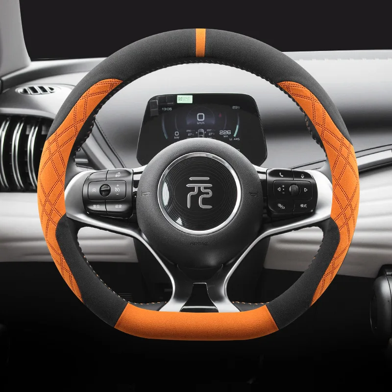 Car Anti-Slip Suede Steering wheel Cover for BYD Atto 3 Yuan Plus Steering Wheel Cover Protective Cover Type D