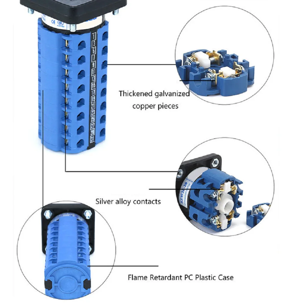 

Easy Installation Rotary Switch Electrical Circuit Selector SZW26-20 3 Position Rotary Switch 20A Rated Current