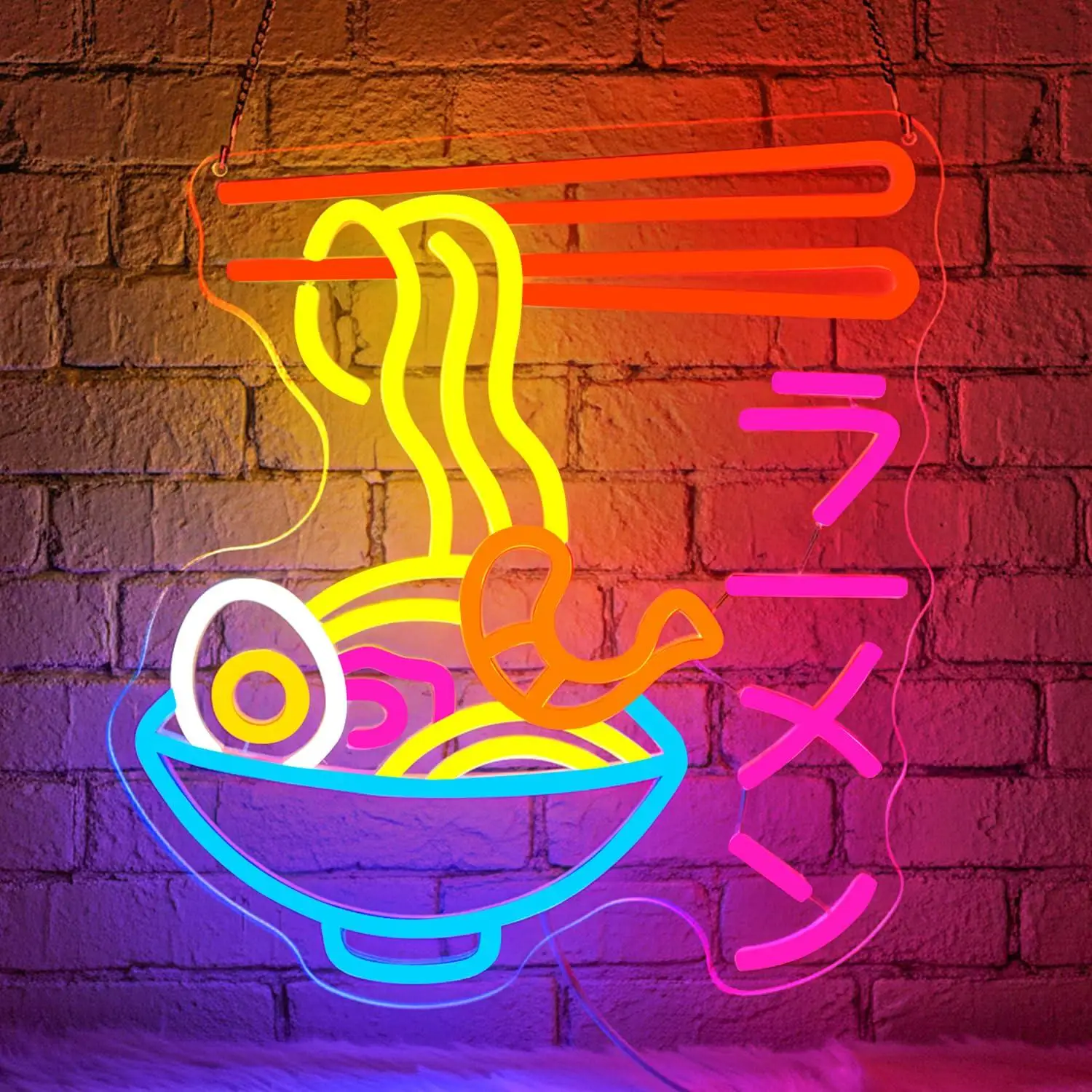 Ramen Neon Sign Japanese Noodle Bowl LED Neon Light with ラーメン Neon Signs for Ramen Shop Restaurant Anime Room Kitchen Decor