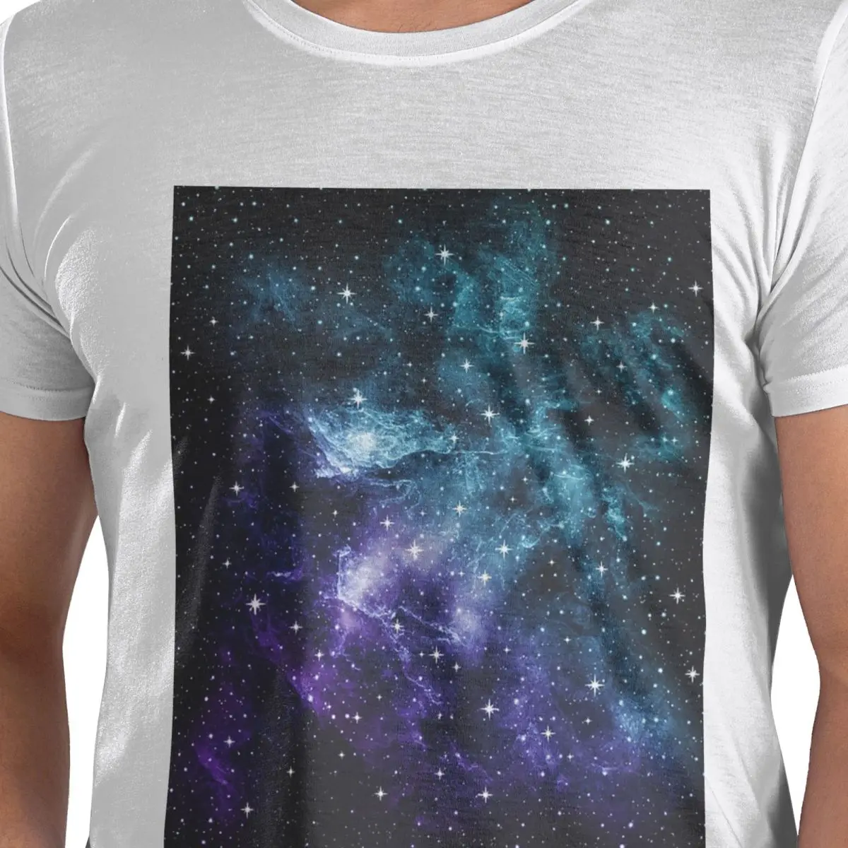 

100% хлопковая бирюзово-фиолетовая футболка Galaxy Nebula Dream, мужская модная футболка большого размера, мужские летние рубашки с круглым вырезом, топы S-6XL