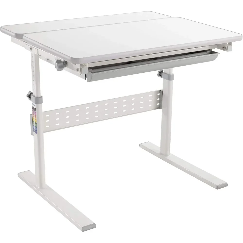 

Adjustable Desk for Kids 31.5" x 26" Children's Workstation with Tilting Desktop and Drawer for Storage, Ergonomic Study Table