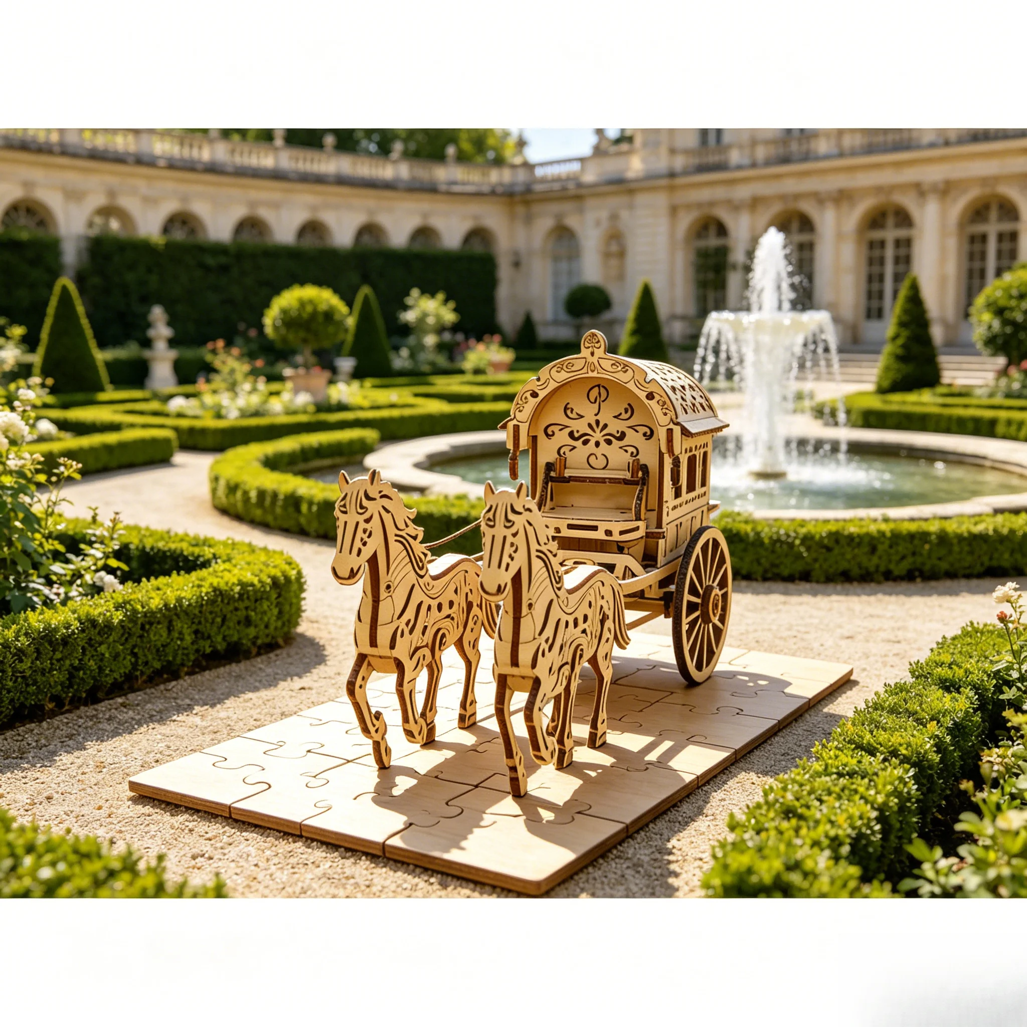 

3D Wooden Puzzle Royal Carriage Model DIY Assembly Handmade Kit Creative Birthday Christmas Gift Educational Toy Home Decoration
