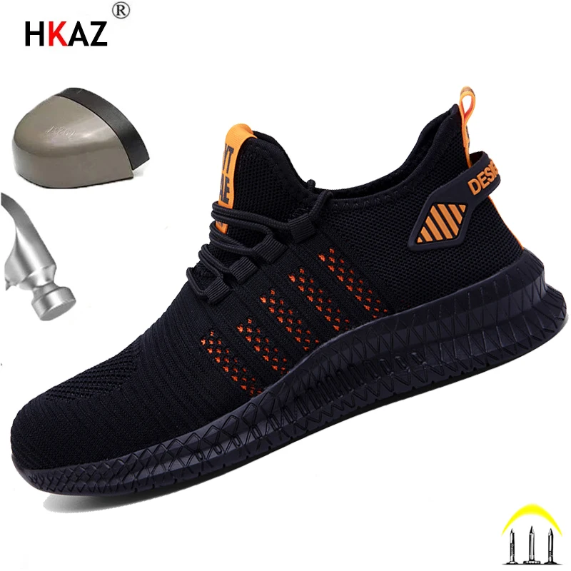 

Work Sneakers Steel Toe Shoes Men Safety Shoes Puncture-Proof Fashion Indestructible Footwear Security light Breathable ﻿