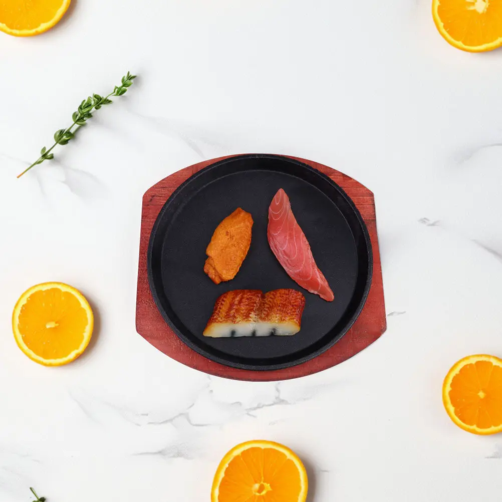 Plancha Redonda Antiadherente de Hierro Fundido Grueso, Compatible con Placas de Inducción, Perfecta para Cocinar en Casa, para Asar Bistecs y Fajitas