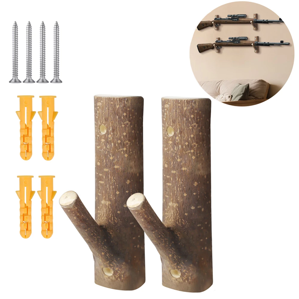 Branch-style Gun Rack Wall Mount Wooden Gun Rack Rifle Shotgun Holder Horizontal Display Brackets for Shotgun Bow Gun Holder