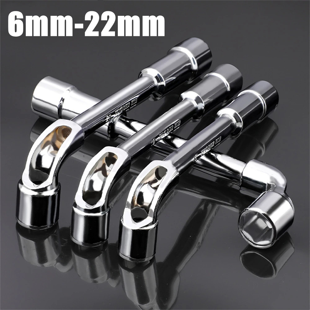 6mm-22mm Mirror finish Crv Pipe Wrench L Type L-Shaped Perforation Elbow Double Head Hexagon Socket Wrench