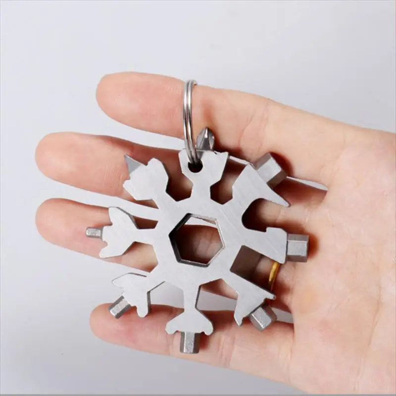 Multipurpose Snowflake Metal Wrench Tool Universal 18-in-1 Octagonal Star Anise Screwdriver Snow Emergency Spanner Bottle Opener