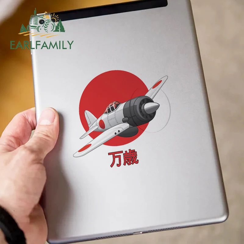 EARLFAMILY 13cm x 11.9cm for Japanese Aircraft In Flight World War Car Sticker Personality Air Conditioner War Decal Fine Camper