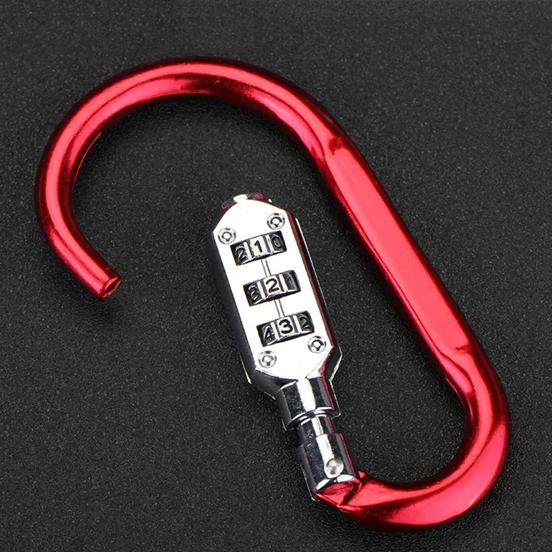 Bicycle Anti-theft Lock Carabiner Password Aluminum Alloy Hiking Bag Luggage Security Lock3 Dial Padlock Tool