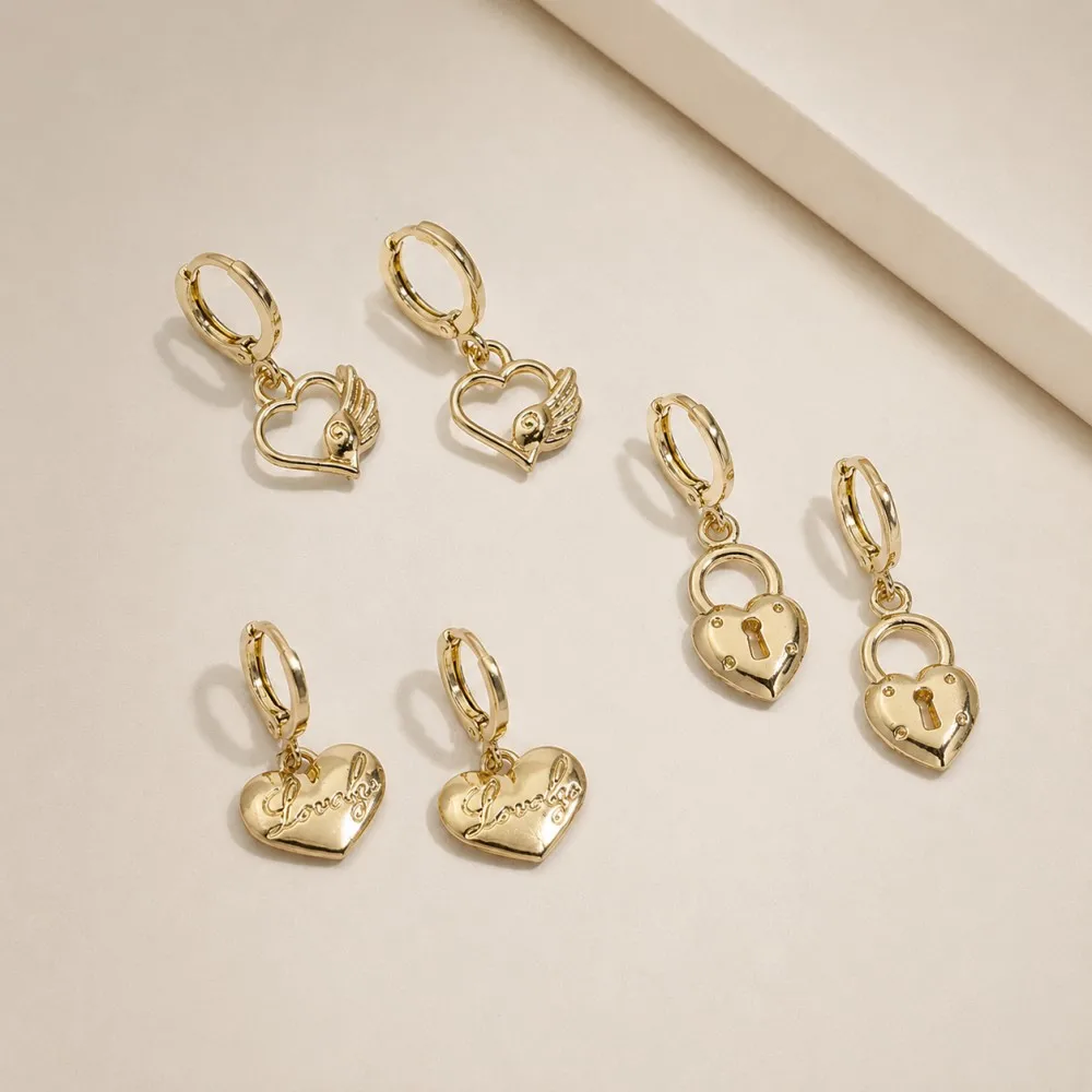 Exquisite Heart-shaped Series Earrings  Fashion Charm Gold Color Gloss Metal Trendy Perfect for Women's Daily Wear or Parties