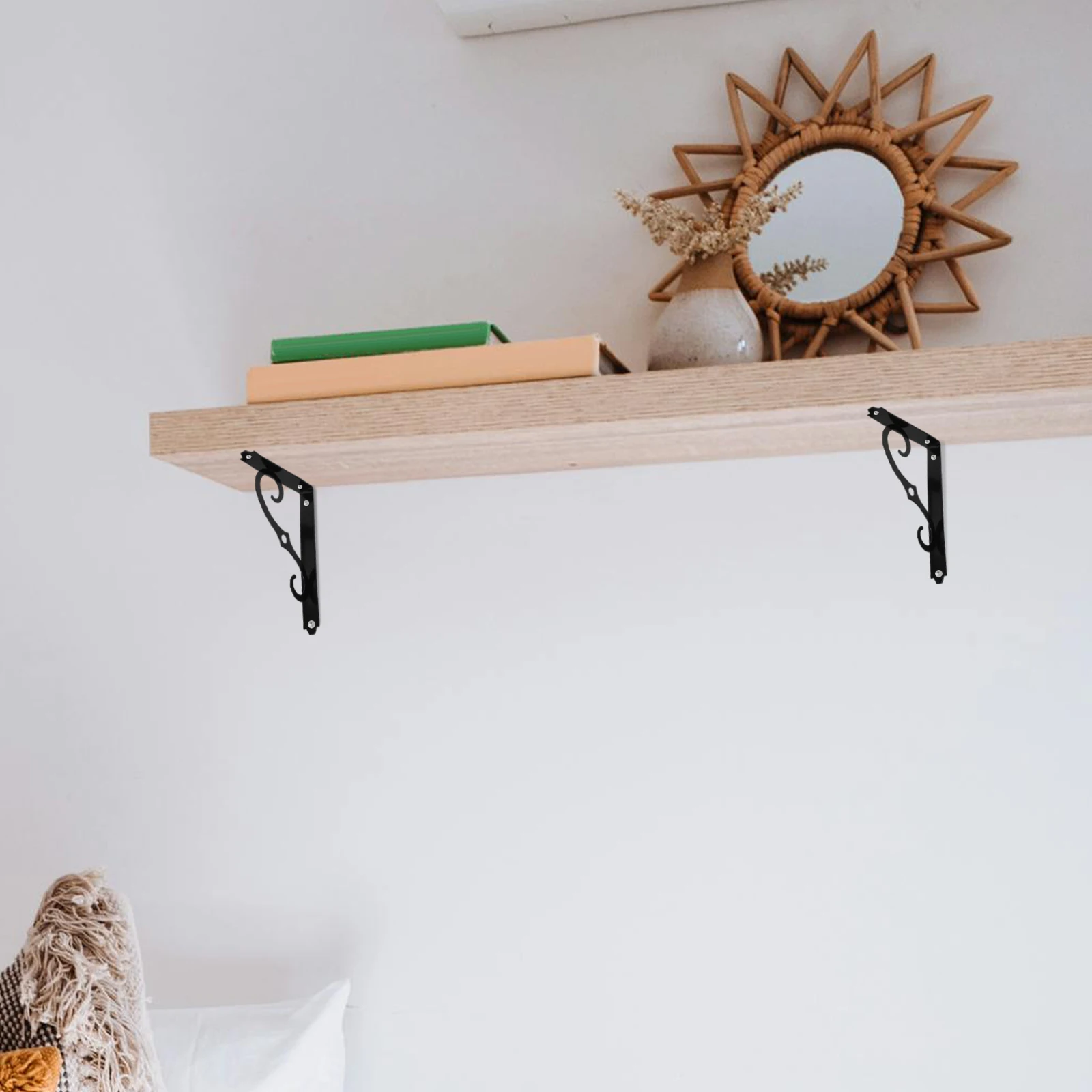 

Rustic Wall Shelf Hanging Shelves for Bracket Support Brackets Black Heavy Duty Household