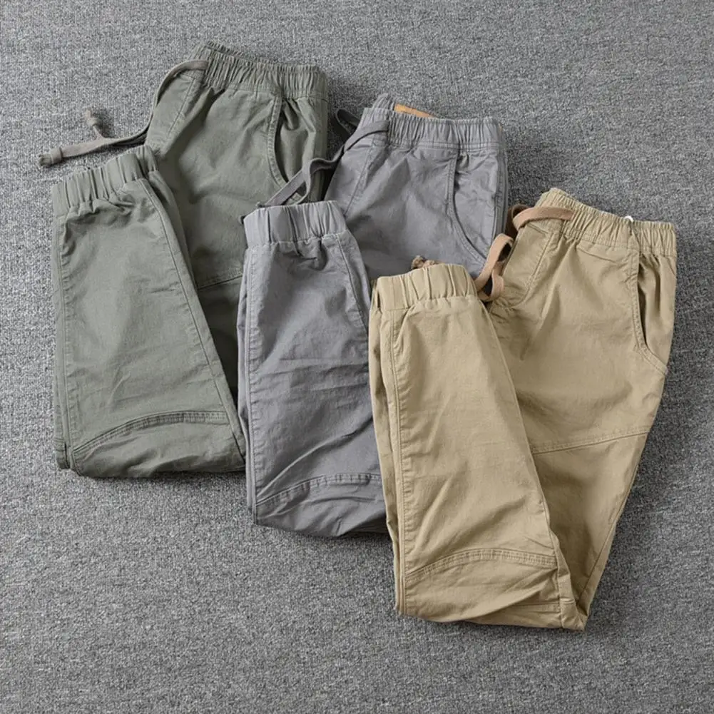 

Deep Crotch Joggers Cargo Pants Harem Pants Drawstring Ankle-banded Men Trousers Multi-Pocket Sweatpants Men Casual ropa hombre