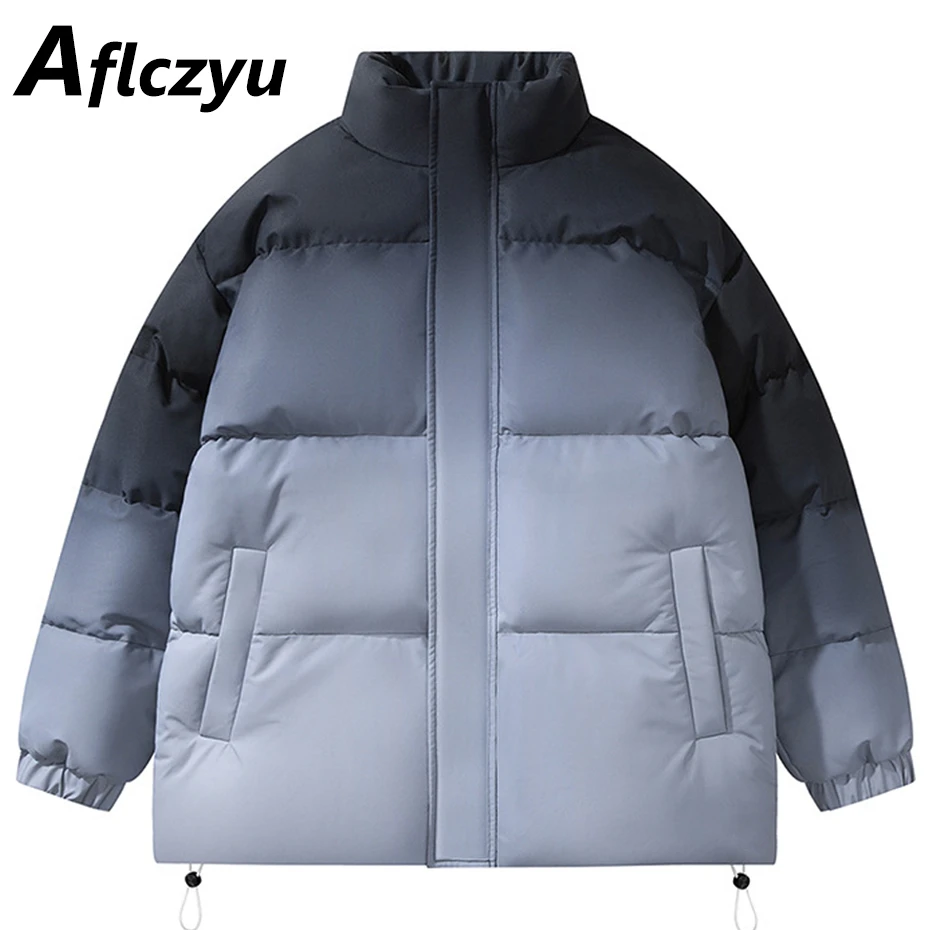 

Gradient Padded Jacket Men Parkas Winter Thick Jacket Coat Fashion Casual Stand Collar Parkas Male Windbreaker Jackets Outerwear