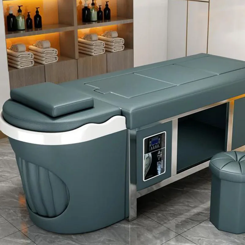 كرسي شامبو للحلاقة الفاخر لتدليك مستحضرات التجميل، سرير سبا، وعاء تصفيف الشعر، أثاث فاخر لصالونات التجميل Cama Champou Rendy