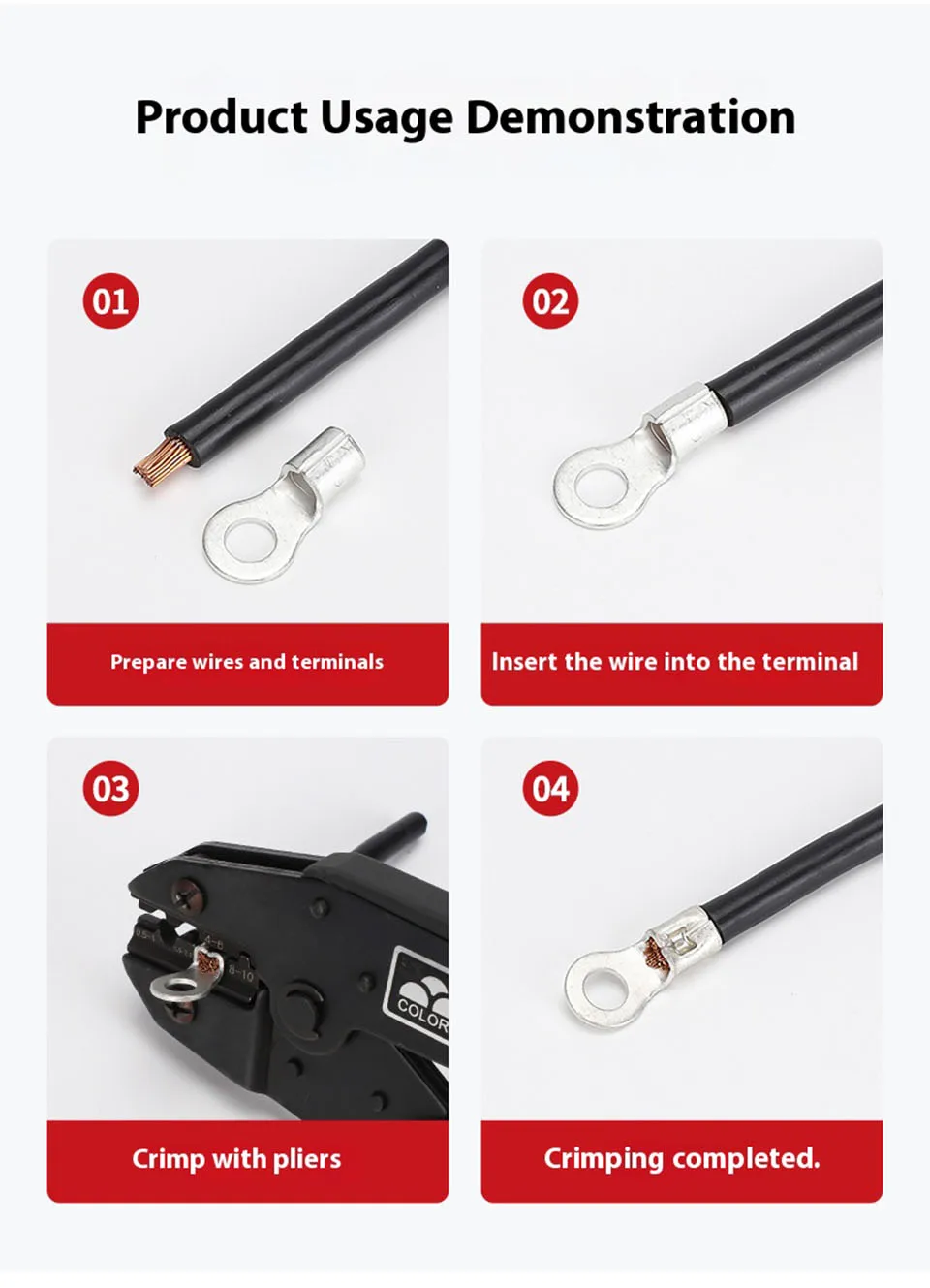 RNB1.25/2/3.5/5.5-4/6/8 Nicht isolierte Crimp-Klemme, verdickter, violett verzinnter Kupfer-Ringkabelverbinder – Detail 9