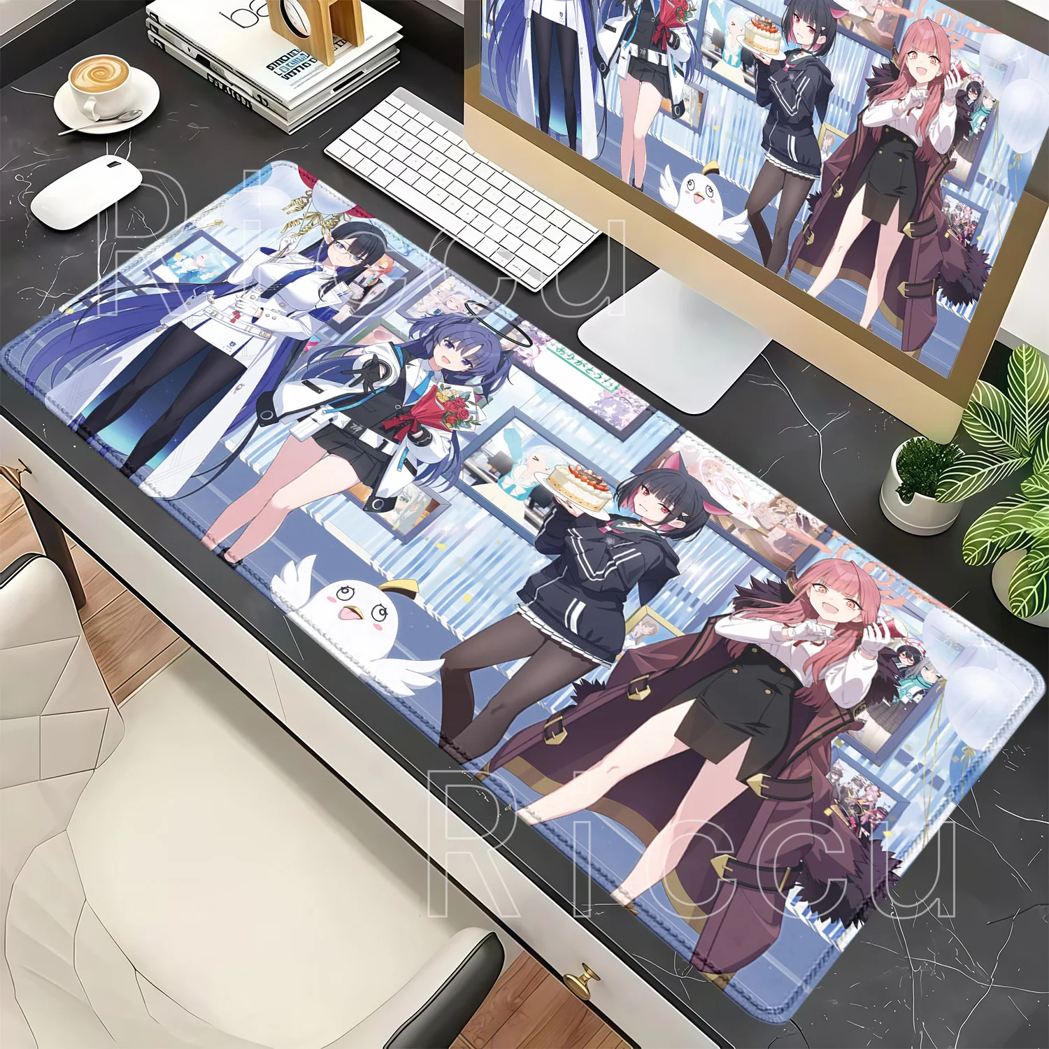 PC Gaming Mouse Pad Hayase Yuuka Blue Archive Overlock Keyboard Mousepad Offices Accessories Non-slip Base HD Printing Desk Mat
