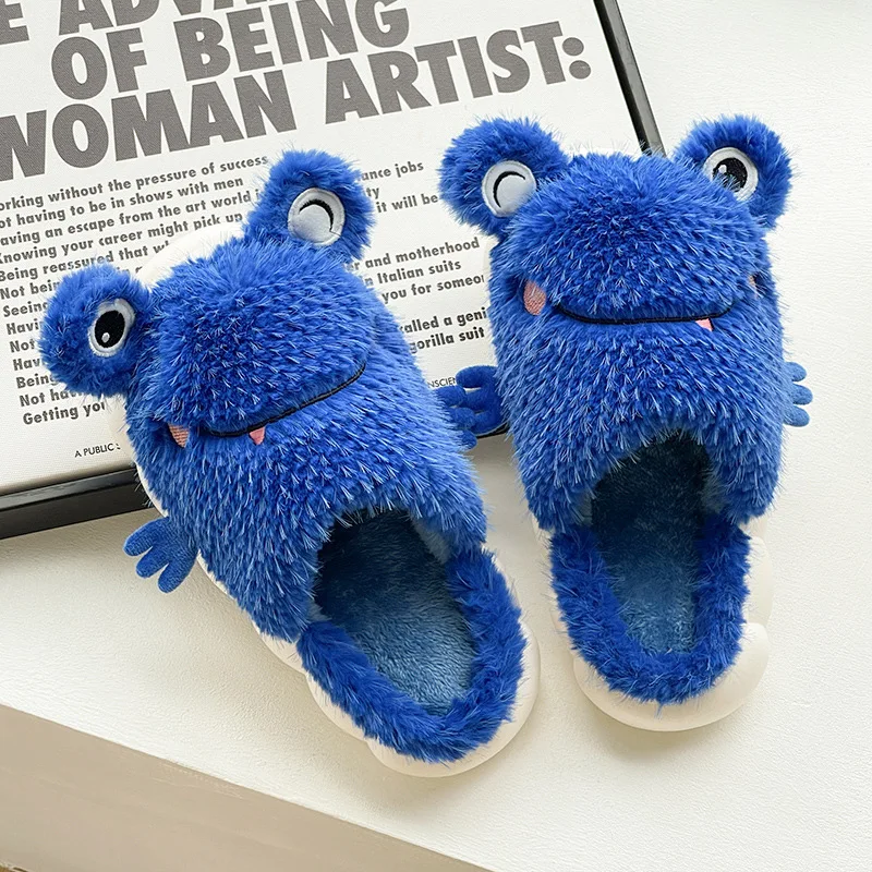 

Cartoon Wink Frog Cotton Slippers Girl Cartoon Cute Home Indoor Ins Couple Warm Funny Soft-soled Non-slip Cotton Shoes