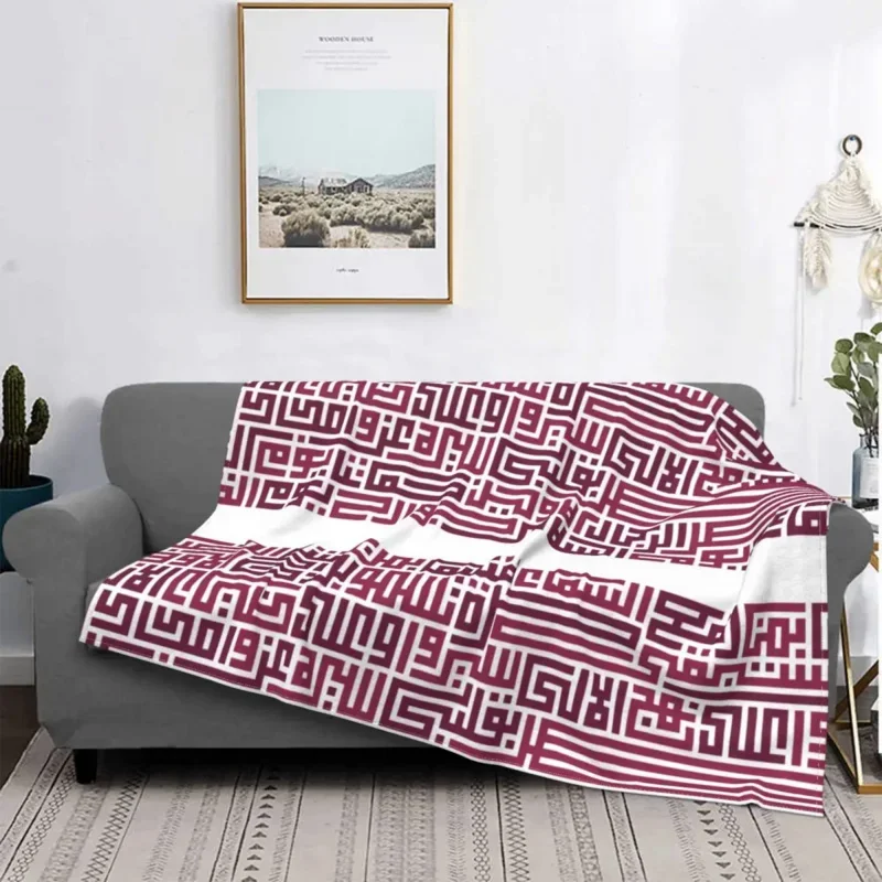 Arabic Text Qatar National Anthem Blankets Velvet Summer Air Conditioning Throw Blanket for Home Travel Bedding Throws