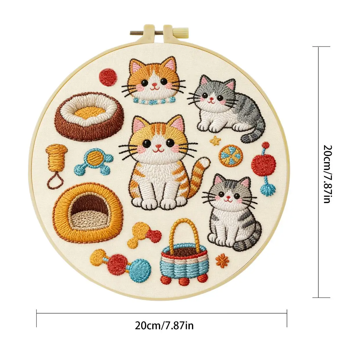 1 Stück 20X20CM/15X15CM 7,87/6,3 Zoll Katzen-Party-Stickerei-Starter-Kit DIY-Kit DIY-Stickerei-Set Handarbeiten Nadelkunst – Detail 3