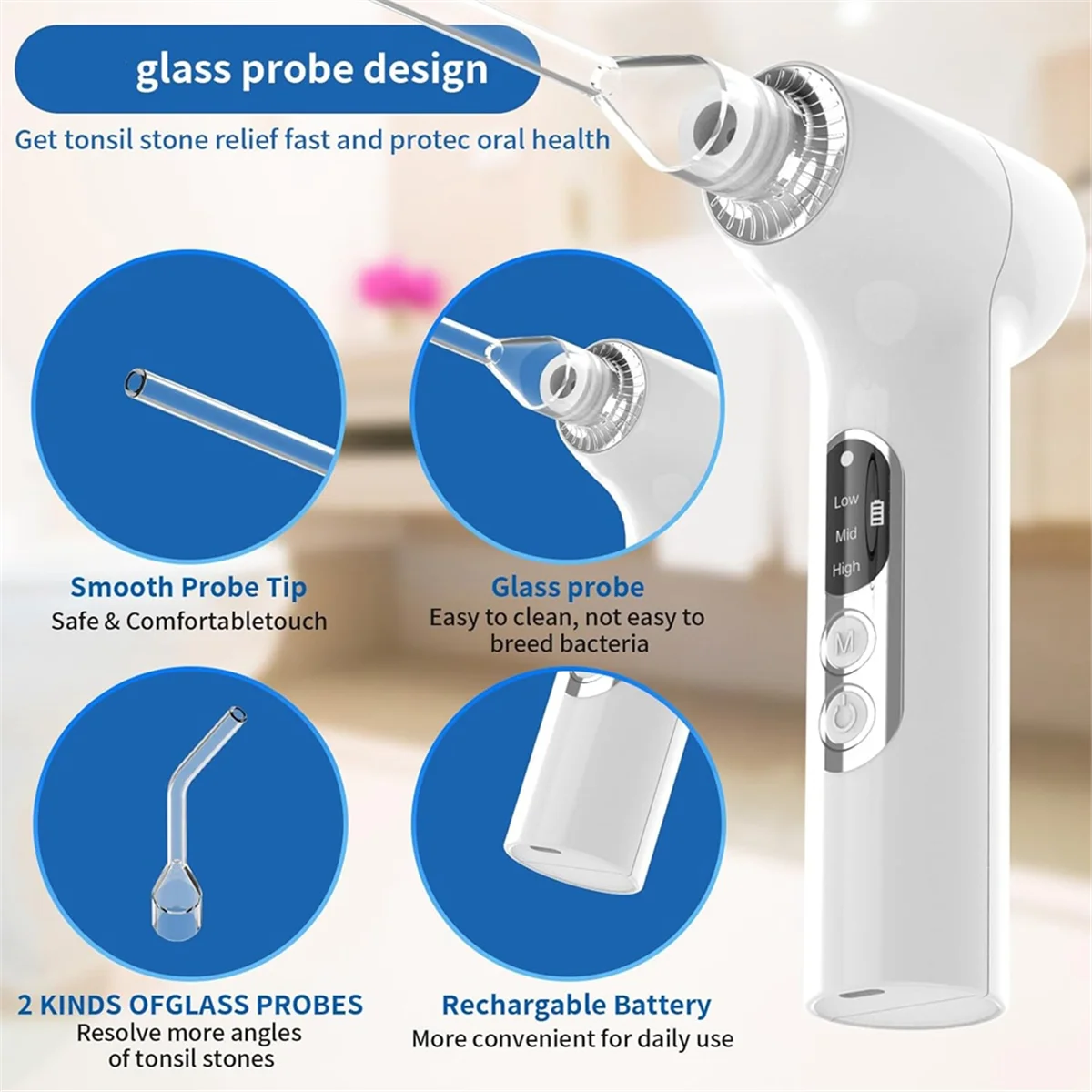 

【Last-Chance!】{Electronic Tonsil Stone Remover,10 in 1 Tonsil Stone Removal Kit,Tonsil Stone Vacuum with Built-in Blue Light