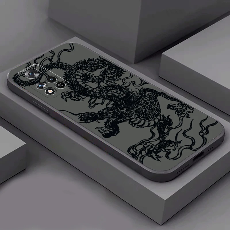 Chinese Divine Dragon Phone Case For Xiaomi Redmi 13C 5G 12 12C 10X 10C 10 9 9A 9C 9AT 8 8A Liquid Silicone Shell