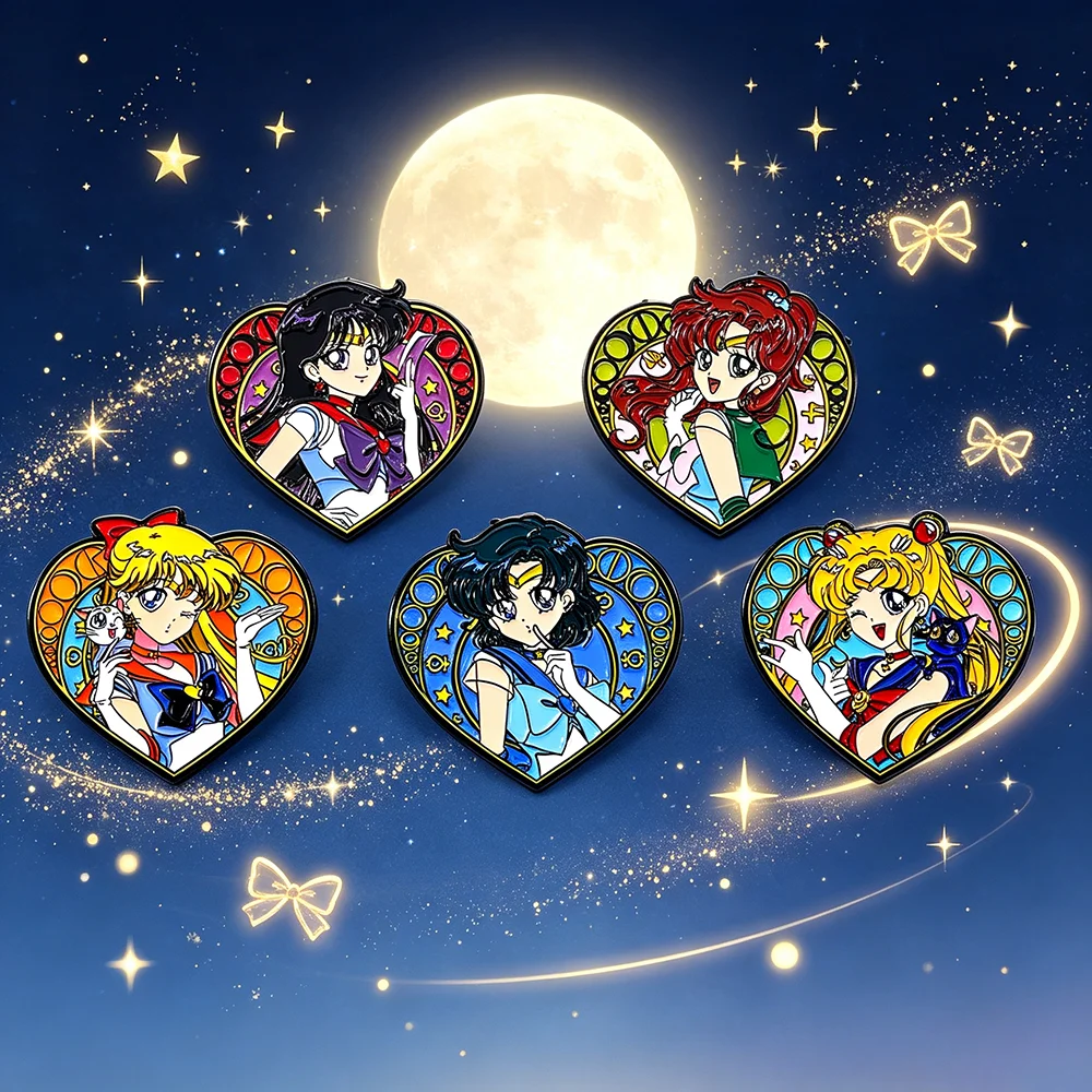 Kawaii Sailor Moon Enamel Pins Anime Metal Lapel Brooch Badges, Decorative Pins for Backpacks Perfect Collectible Gift for Fans