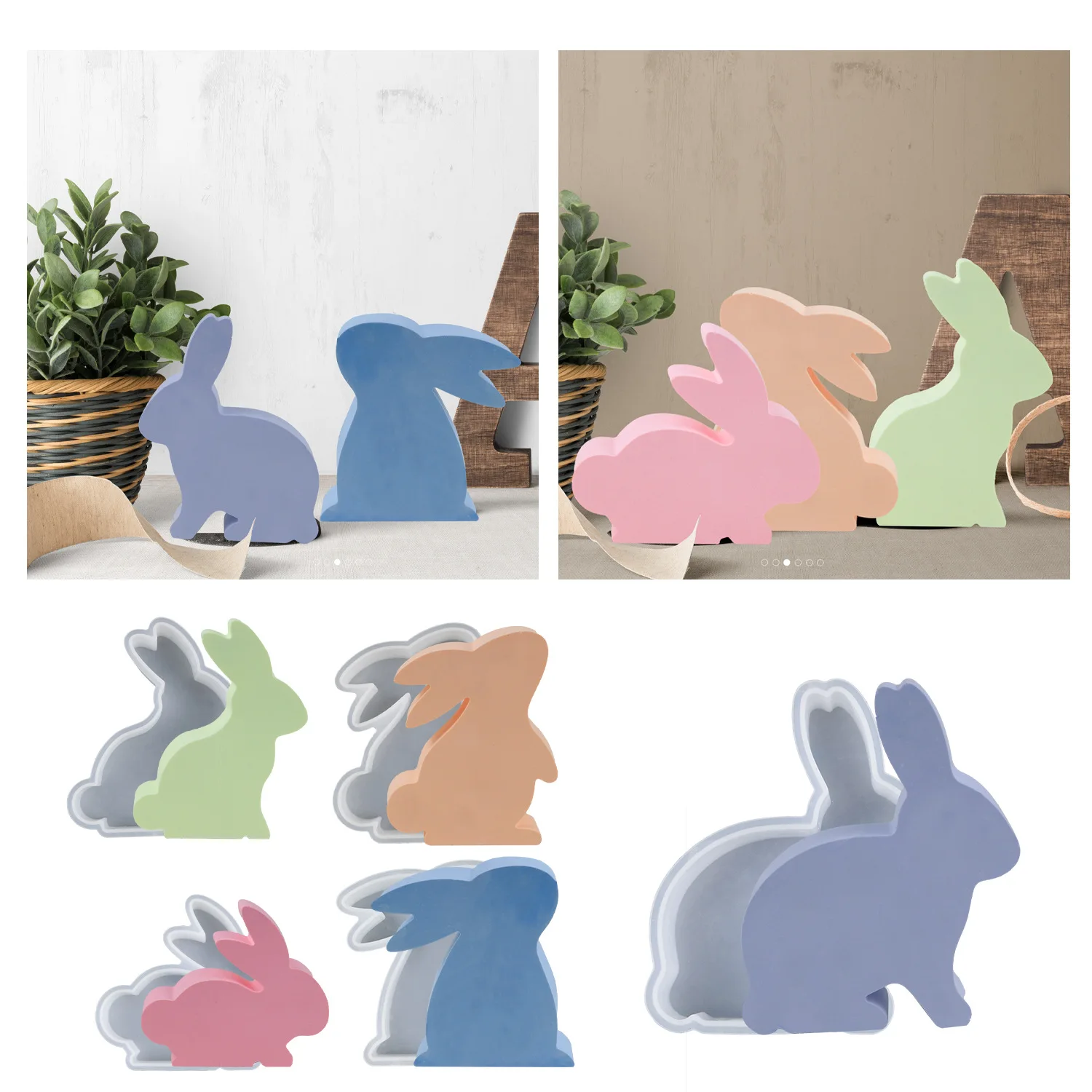 Easter Rabbit Silicone Mold Candle Mold DIY Handmade Soap Gift Scented Candle Molds Plaster Concrete Resin Mould Home Decoration